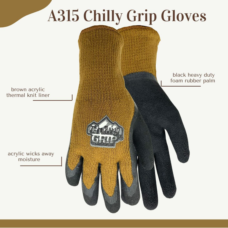 Load image into Gallery viewer, A315 CHILLY GRIP® BROWN KNIT LINER W FOAM LATEX PALM - SIZES M-XL
