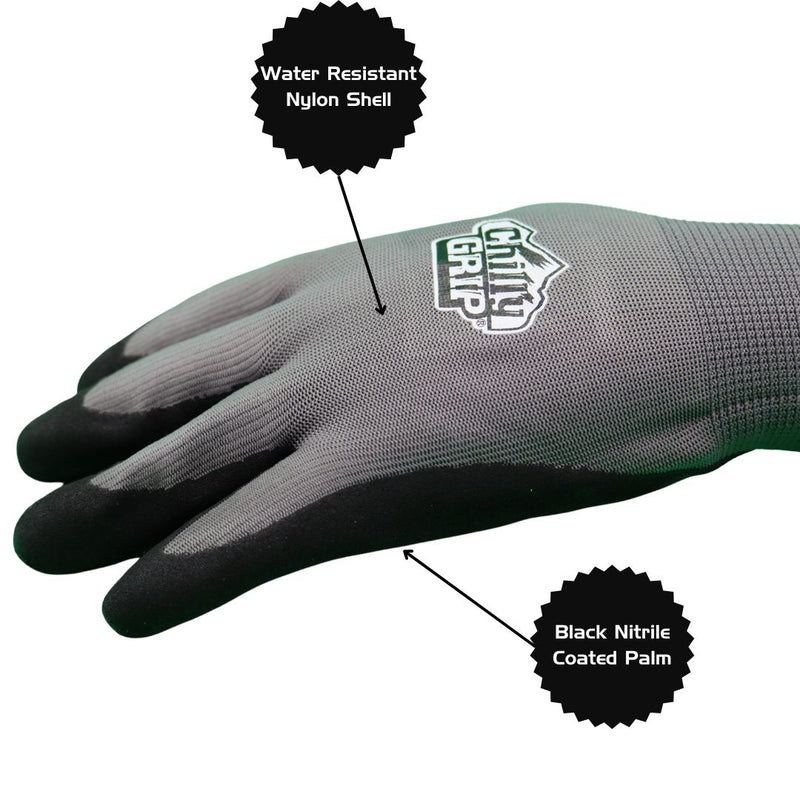 Load image into Gallery viewer, A320 Chilly Grip® H2O Water Resistant Gray Gloves, Thermal Liner, Black Nitrile Coated Palm, Sizes S-XL
