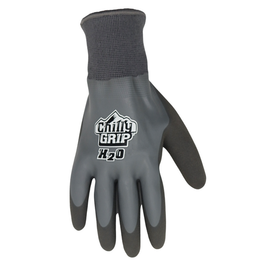 Chilly Grip A325 H2O Waterproof Thermal Insulated Gloves, Gray, Snug-Fit Wrist, Textured Palm, Sizes S-XL