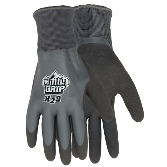 Chilly Grip A325 H2O Waterproof Thermal Insulated Gloves, Gray, Snug-Fit Wrist, Textured Palm, Sizes S-XL